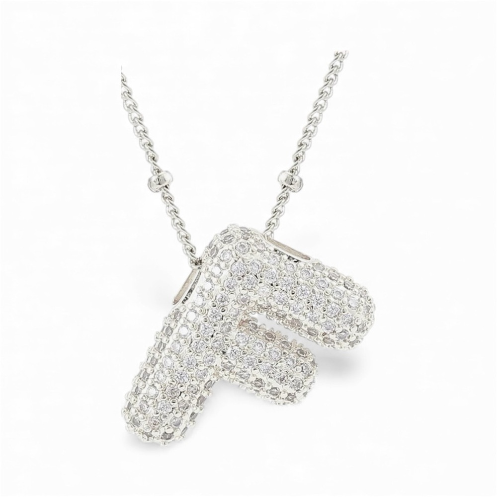 Bubble Initial F Pendant Necklace